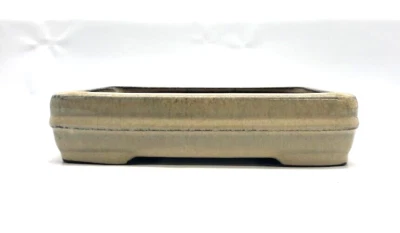 Japanese Bonsai Pot SHUNZAIDO Rectangular Glazed Yellow Width 6.3in (16cm ) - Image 1 of 4