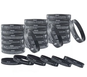 Bracelet - Bible Verse - Inspirational Silicone Wristband -  YOUR CHOICE! - Picture 1 of 7