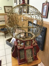Rare Parisian Art Deco Bird Cage Large Hand Painted "Balloon" Bird Cage