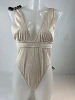 Boohoo Traje de Baño Pana Acanalado Crema Talla 34E Body 1 Pieza Sexy Suave Posh Foto 1 de 4