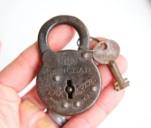 Antique Corbin Padlock w/ key old lock trunk tool box mailbox safe vintage - Picture 1 of 4