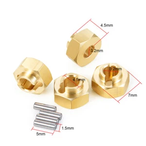 4x Brass Wheel Hex Hub Extenders Parts for Axial 1/24 RC SCX24 90081 Crawler - Picture 1 of 15