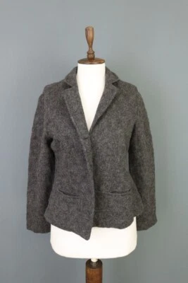 Peruvian Connection Blazer Jacket Size 10 Gray Knit Alpaca Button - Image 1 of 4