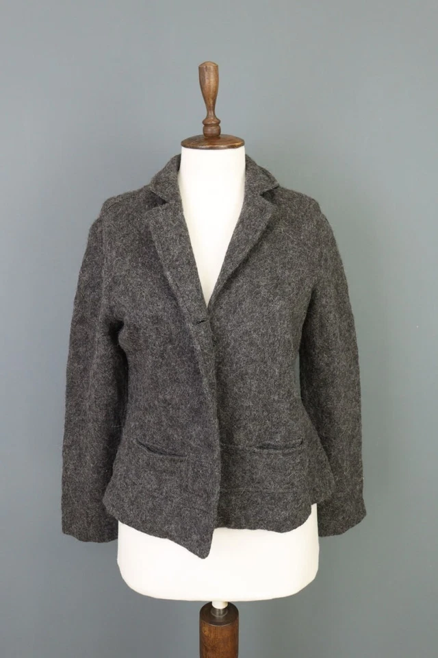 Peruvian Connection Blazer Jacket Size 10 Gray Knit Alpaca Button - Image 1 of 4