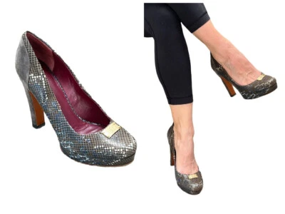 MARC BY MARC JACOBS КОРИЧНЕВАЯ ЗМЕИНАЯ КОЖА ПИТОН ЗАМША СТАНДАРТНЫЙ ЗАПАС НАСОСЫ 39 8,5  - Изображение 1 из 4