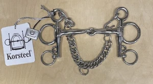 Korsteel Tom Thumb Pelham Horse Snaffle Bit with Curb - 4 1/2" Stainless Steel - Picture 1 of 2