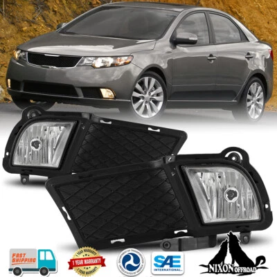 Pair Fog Lights For 2010 2011 2012 Kia Forte Sedan Driving Bumper Lamps w/Wiring - Image 1 of 4