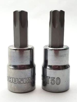 Lot of 2 Husky T50 Torx Bit Sockets 3/8" Drive - Image 1 of 4