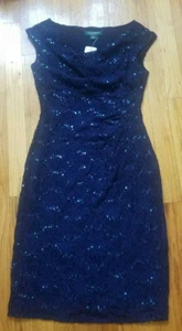 Lauren/Ralph Lauren ärmelloses dunkelblaues Paillettenkleid, Gr. 2 (orig. 169 $) Neu mit Etikett - Bild 1 von 3