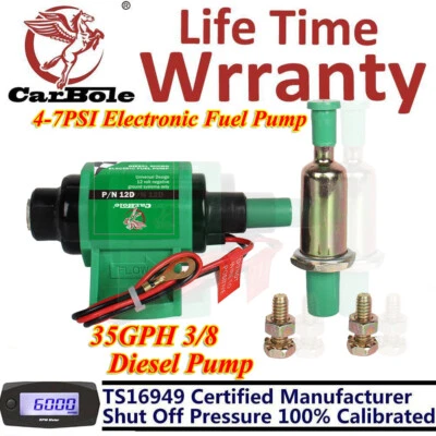 Bomba de combustible electrónica 4-7 PSI 35 GPH 3/8 pulgadas entrada salida diésel bomba de transferencia 12 V Foto 1 de 4