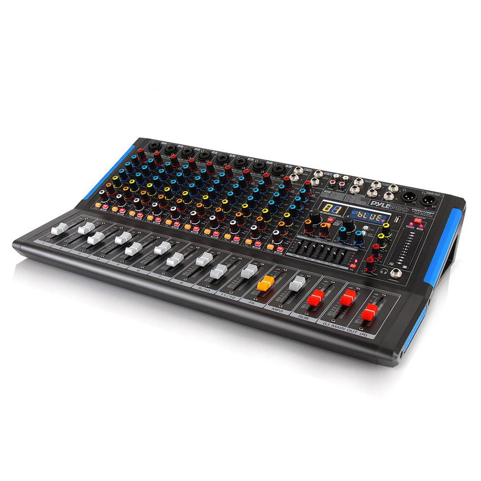 Pyle PMXU128BT 12 Channel Bluetooth DJ Studio Audio Sound Board Mixer System - Image 1 of 4