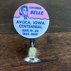 Vintage Avoca Iowa Centennial Belle Pinback Button 1969 Souvenir