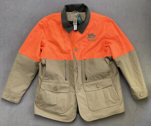 LL BEAN Bird Duck Hunting Jacket w/ Game Pouch Brown Orange Mens XL - BRAND NEW