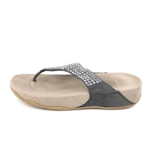 FitFlop Glitzie Post Toe Thong Sandals Womens Size 10 EUR 42 Gray Rhinestone - Picture 1 of 10