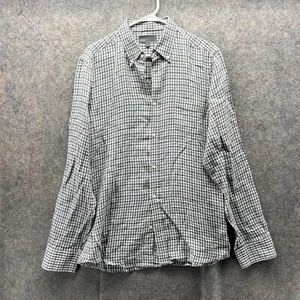 Vince Shirt Men Medium Adult Blue Casual Button Down Preppy Checkered Cotton - Picture 1 of 12