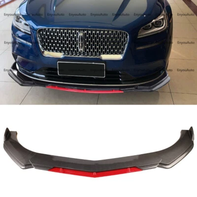 For Lincoln MKZ Universal Front Bumper Lip Spoiler Splitter Carbon Fiber Red Foto 1 de 4