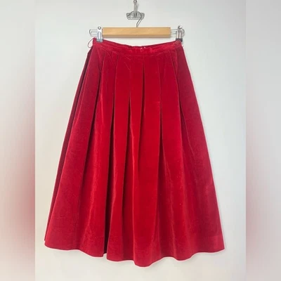 Vintage 50s/60s Red Velvet Pleated Skirt – Country Set by Margit Union Made - Photo 1/4