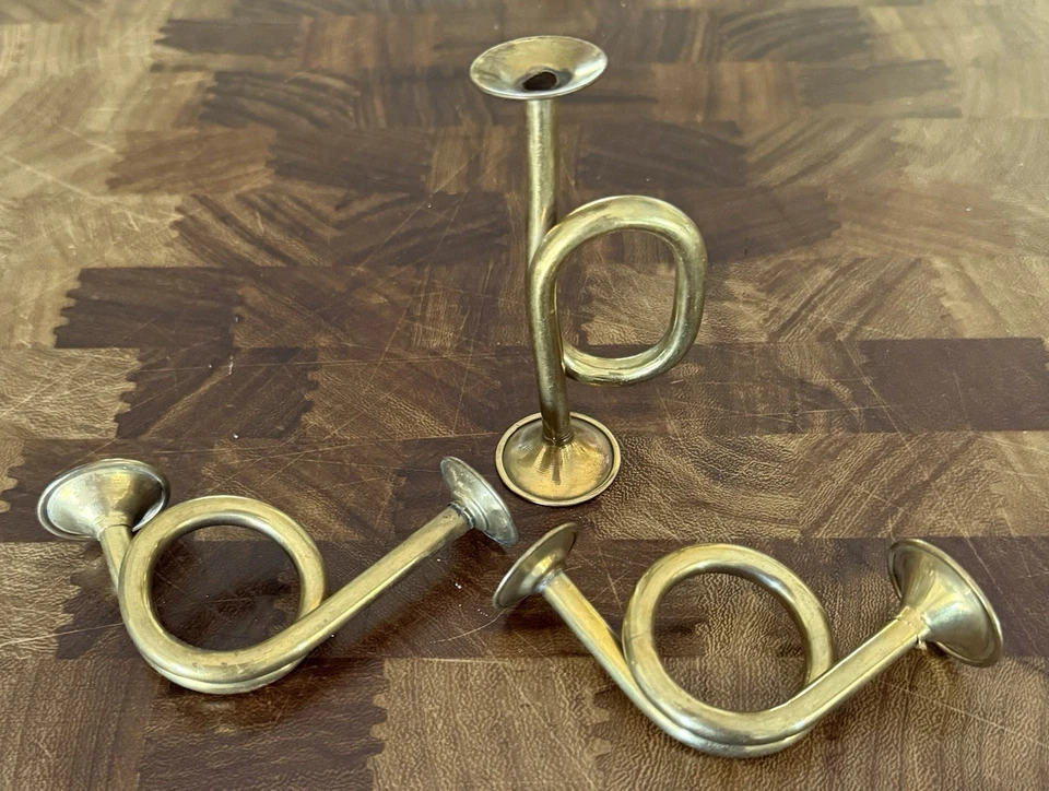 Vintage Lightweight Solid Brass Horn Decorations - Set of 3 - Image 1 of 4