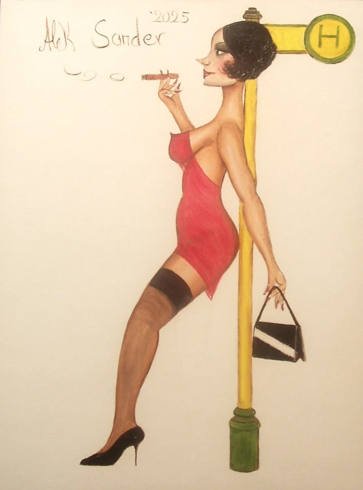 Manufaktur Alek Sander Öl naive Madame Cohiba Goldene 20er Jahre Babylon Berlin - Bild 1 von 1