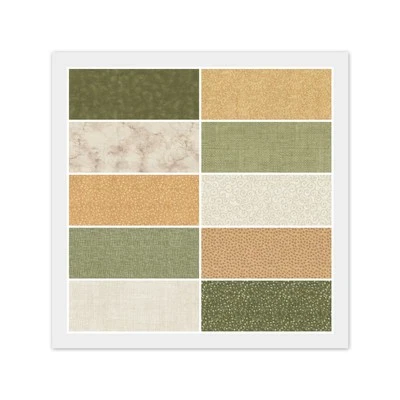 Lote de 10 cuartos de grasa, SAGE GREEN CAMEL BEIGE, 100% tela de algodón paquete FQ Foto 1 de 4