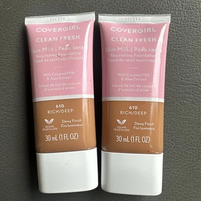 2 Covergirl 610 Rich/deep Clean Fresh Skin Milk Foundation w/Coconut Milk - Image 1 of 4