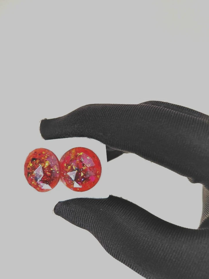 Pendientes de ópalo ópalos de fuego facetados mexicanos de 17 mm en acero inoxidable Foto 1 de 4