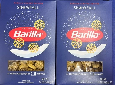 Pasta Barilla Snowfall Edición Limitada Vacaciones 12 OZ - Lote de 2 - ENVÍO EL MISMO DÍA Foto 1 de 3