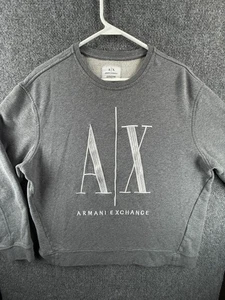 Armani Exchange Embroidered Pullover Gray Sweatshirt XL Icon Big Logo Men - Picture 1 of 14