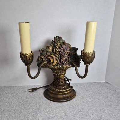 复古/古董法国台灯篮子花手绘? — 第 1/4 张图片