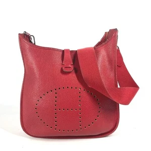 HERMES Evelyn 1 PM Diagonal Bag Punching Logo Shoulder Bag Tryon Clemence P en - Picture 1 of 10