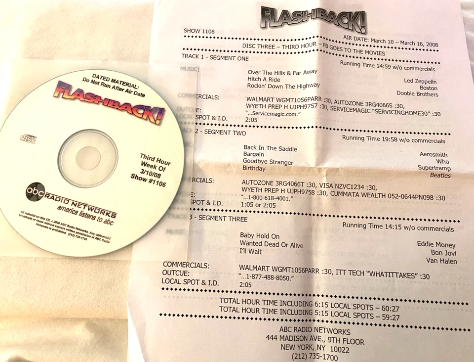 3/10/08 BILL ST JAMES FLASHBACK SALUTE TO MOVIES (ONE HOUR); BOSTON, AEROSMITH - Image 1 of 1