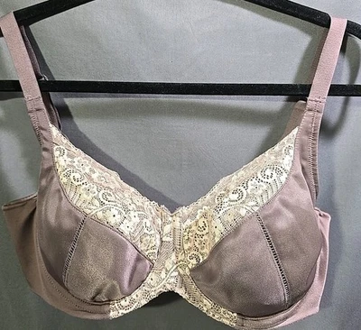 36D бюстгальтер-минимайзер на косточках бежевый кружевной серо-коричневый Lilyette Enchantment кружевной 0471 - Изображение 1 из 4