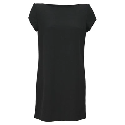 Vestido Saint Laurent Mini Cuello Ancho Manga Gorra en Lana Mujer Negro Talla 36 Foto 1 de 4