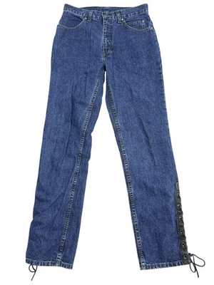 Pantalones de mezclilla Harley-Davidson para hombre 32x31 azul cuero con cordones laterales rectos motociclista Foto 1 de 4