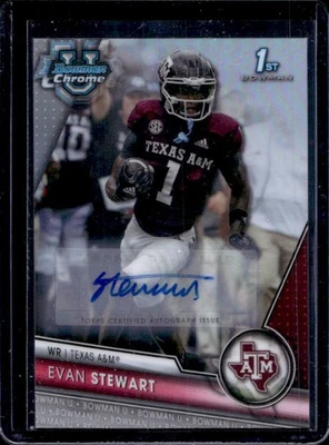 2023 Bowman University Chrome Evan Stewart Prospect Auto Refractor #341/499 - Image 1 of 2