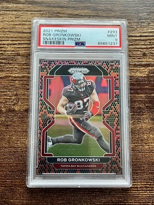 ROB GRONKOWSKI 2021 PRIZM SNAKESKIN PSA 9 CASE HIT SSP #293 PATRIOTS - Image 1 of 2