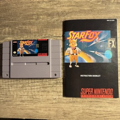 Star Fox Super Nintendo SNES Cartridge Reprint Manual Tested Cleaned Works Read - Image 1 of 4