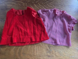 2 Piece Bright Red Velvety Velvet ? Large Doll Top Blouse Jumper Zippers - Picture 1 of 7