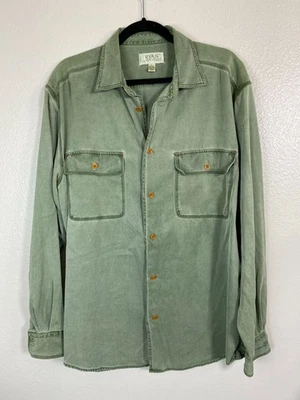 Camisa Ryan Michael Hombres Mezcla Seda Verde Abotonada Talla Grande Manga Larga Western Foto 1 de 4