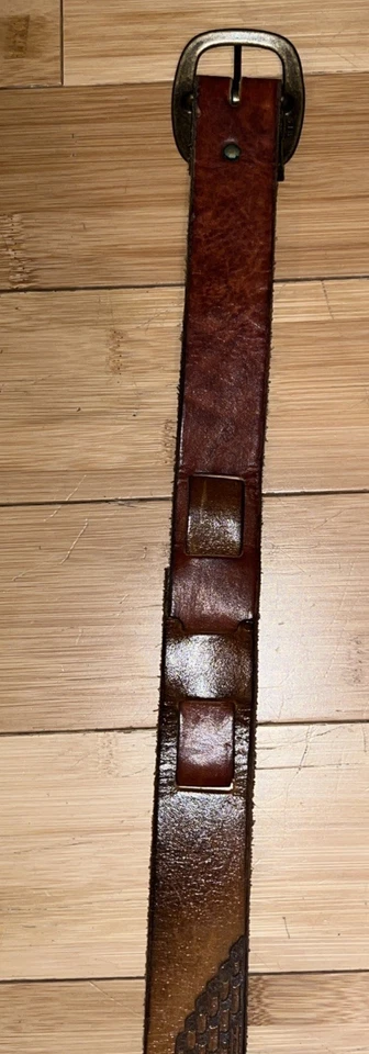 Cinturón Vintage Cuero Tribal 40" Ajustable Foto 1 de 4