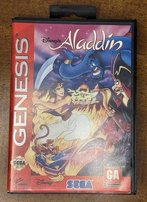 Disneys Aladdin (Sega Genesis, 1993) Authentic Hard Case & Cartridge Tested - Image 1 of 4