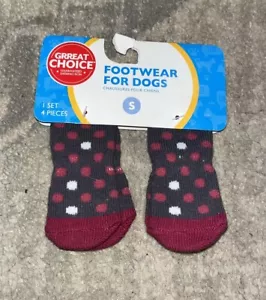 New Winter Warm Dog Pet Socks Anti-slip Sz Small Pink Dots - Picture 1 of 3
