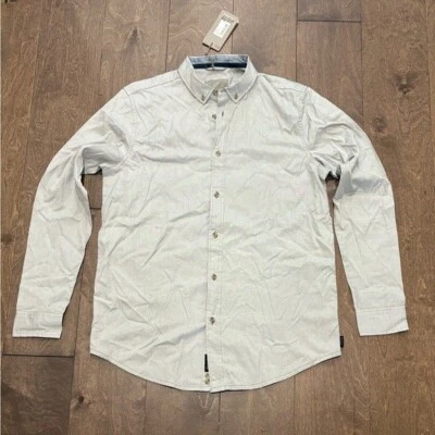 Bench Men's Light Gray Long Sleeve Collared Casual Button Up Shirt, Size Medium - Image 1 of 4