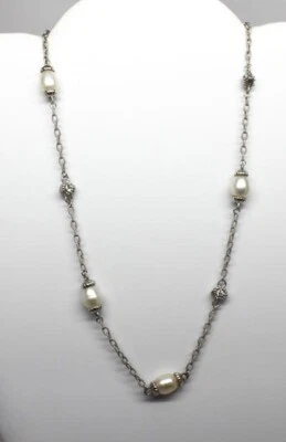 Collar de plata de ley JUDITH RIPKA de perlas y diamantes, 18 pulgadas Foto 1 de 3