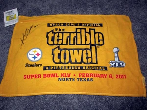 Antonio Marron Pittsburgh Steelers Signé Super Bol 45 Terrible Serviette W / COA - Picture 1 of 2