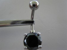 1.90ct Black Diamond Belly Ring,Free Diamond Tester,Body Piercing,Certificate