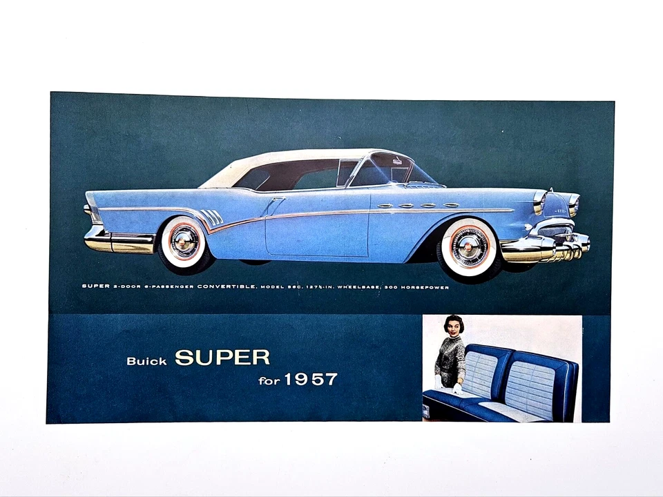 Vintage Buick Super Convertible Car Ad original 1957 auto dealer advertisement - Image 1 of 1
