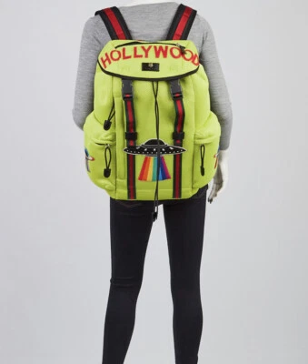 Рюкзак Gucci Hollywood с вышитой сеткой большой желтый - Изображение 1 из 4