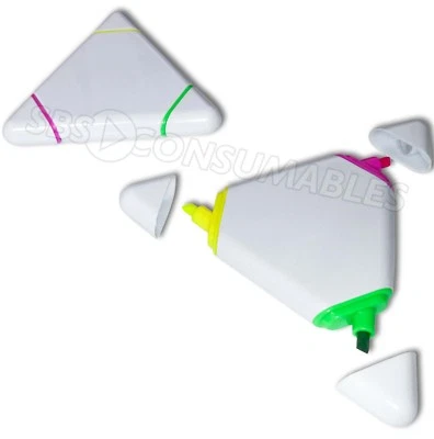 1 Triangular Chisel-Tip Highlighter Pens. 3 Colours: Green Yellow Pink. Novelty - Image 1 of 4