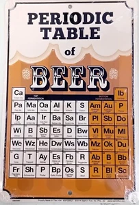Table Périodique De La Bière Panneau En Aluminium Amusant 305Mm X 205Mm - Imagen 1 de 1